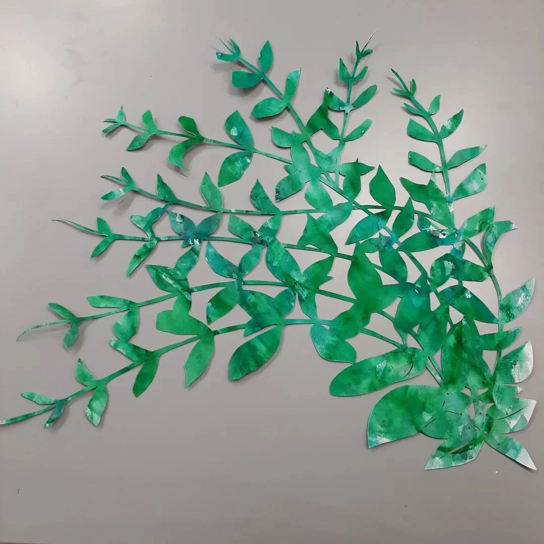 This is what I've started working on whilst at Wetherby Gallery today @wetherbyframing 
Drawn onto the back of one piece of painted paper and cut out with scissors ✂️ and a scalpel. 
There's more cutting detail to be added (or taken away! 🤣) and the