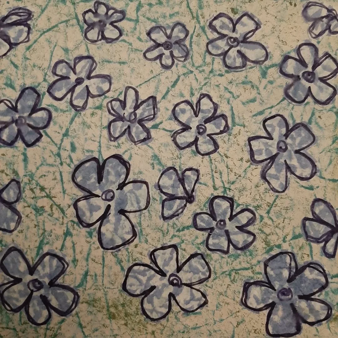 Day 20 of the #DoThe100DayProject 
@dothe100dayproject 
Going back to an old staple, textured background and some lovely clematis type flowers. Swipe to see the background. I nearly left it just like that because the texture is AMAZING! 

#TheCreativ