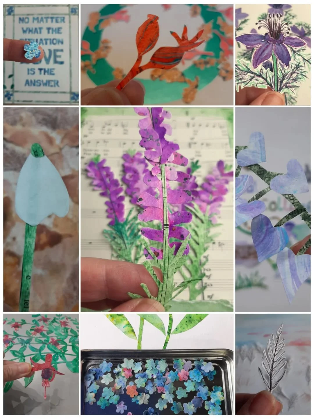 #MarchMeetTheMaker #Details 
My paper collages are all about the details. 
Each flower, leaf, stem and sometimes parts of a flower are individually cut out from painted papers. 
It's that precision that I really love about my work. 
I find it very mi
