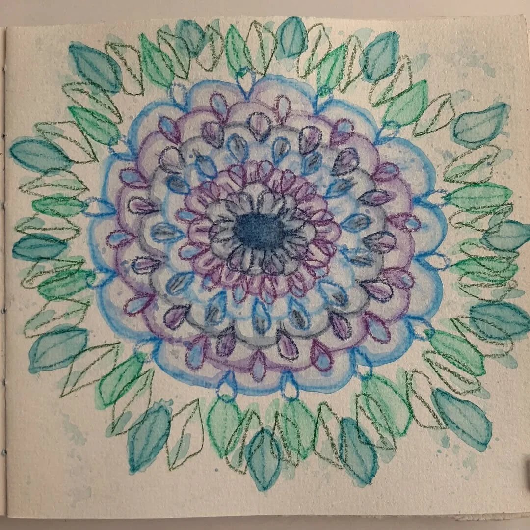 Day 38 of #DoThe100DayProject 
@dothe100dayproject 
Playing around with @derwentartofficial Inktense watercolour crayons again. Started this on the plane coming back from France and then added to it from my expanded supply of colours. 
Not thrilled a