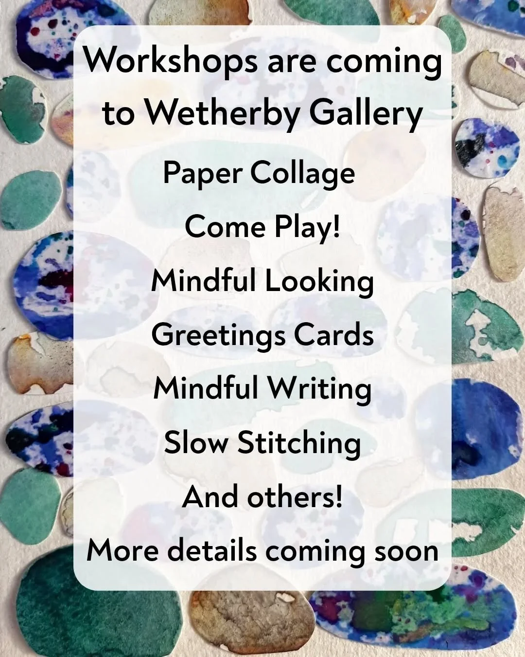 #Workshops are coming soon to #WetherbyGallery 
I'm so excited to start rolling these out soon! 
We're just honing the fine details- like tables and chairs 😁
My plan is to have a series of regular workshops on Thursday mornings, Thursday evenings an