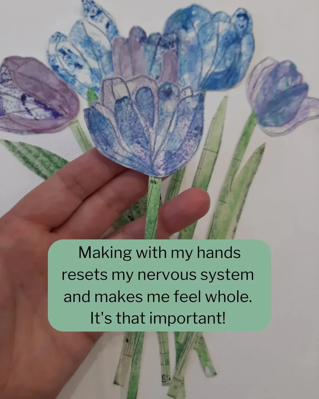 When we start to create do we think about how it contributes to our mental health? Probably not! For me there's an urge to do something with my hands. It's only recently I recognised that it helps me reset my nervous system and makes me feel whole! 
