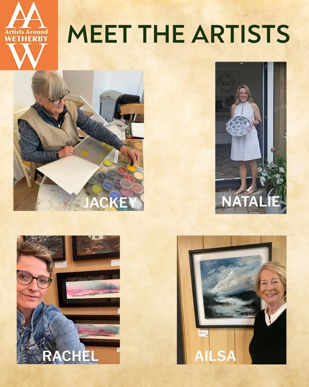 It's just happened again! 
Wrote a whole lovely post and Insta decided to delete it! 😠
Please come and visit our current exhibition at #WetherbyGallery featuring these lovely artists. 
🎨 @jackeybrownartfuls using pastels and watercolour to create l
