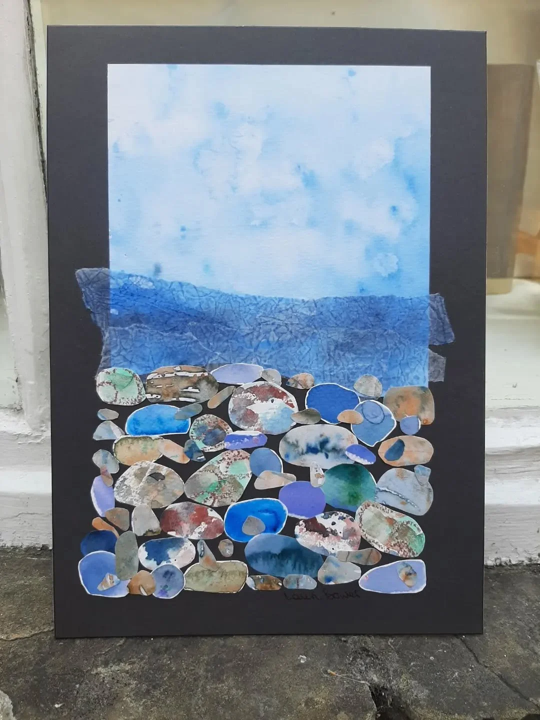 This new #PaperCollage is now wrapped and priced and in #WetherbyGallery for sale. With one more week of the #SeaAndShore exhibition to go now is a very good time to pop down and browse. I'm here today and the Gallery is usually open 9.30am to 5pm Tu