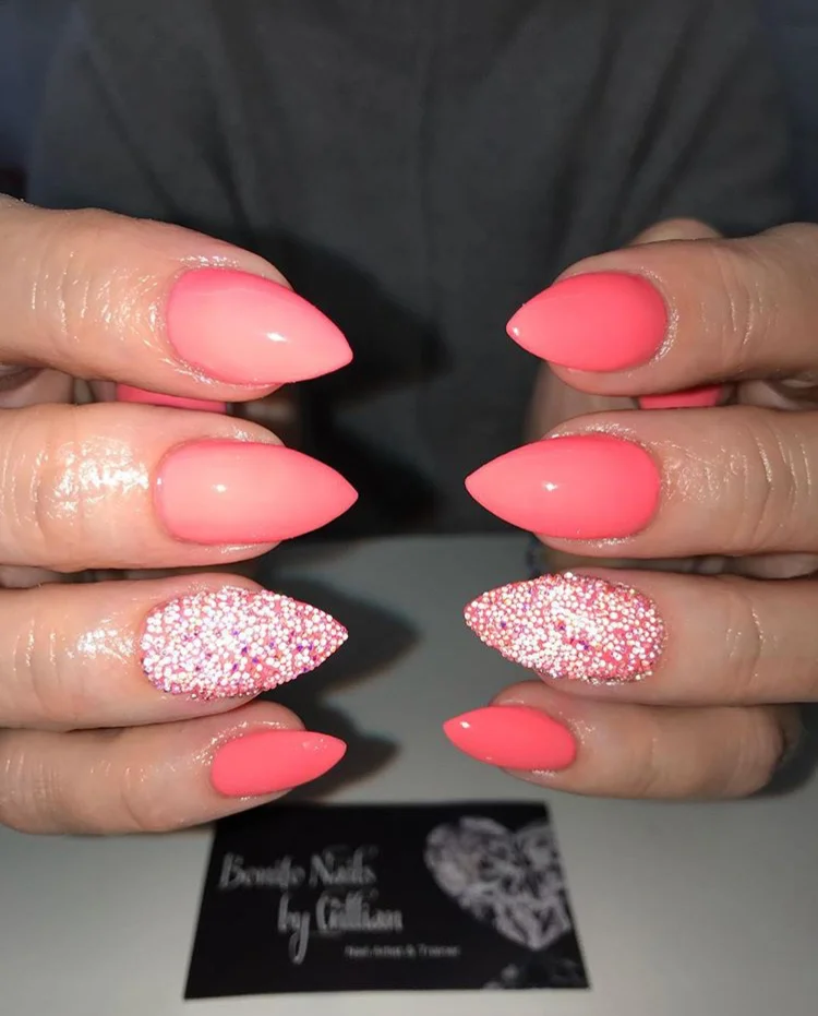 Light Red Swarovski Acrylic Nails.