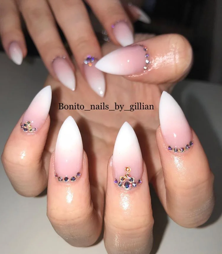 Short and Sharp Swarovski Acrylic Nails.