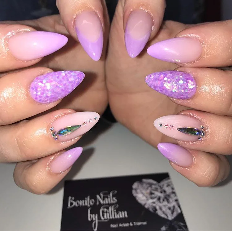 Light Purple Bespoke Acrylic Nails. 