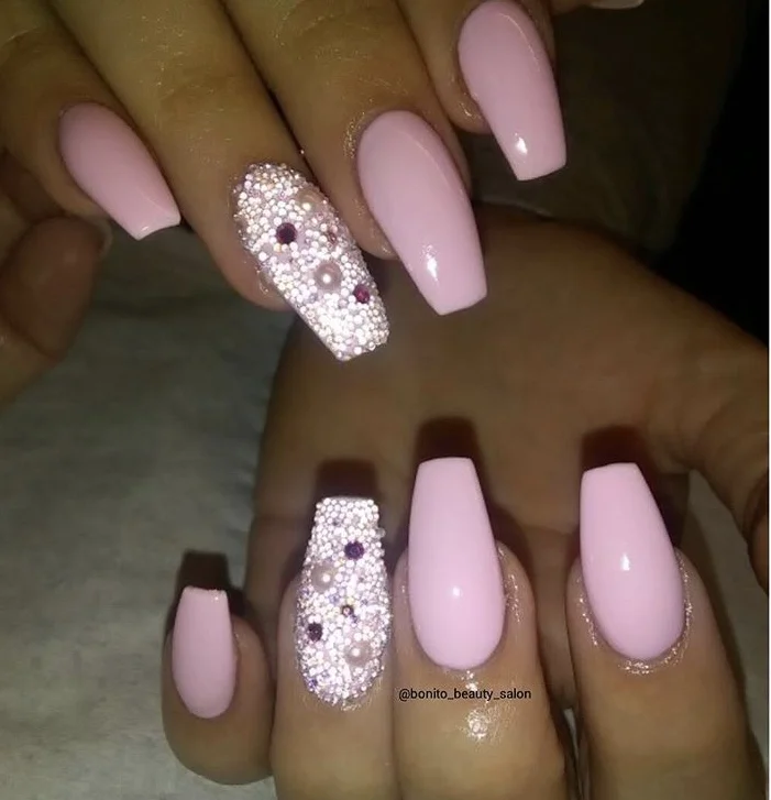 Baby Pink Custom Acrylic Nails.