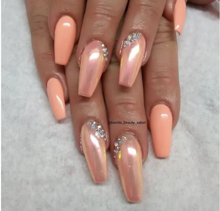 Bright Orange Custom Acrylic Nails.