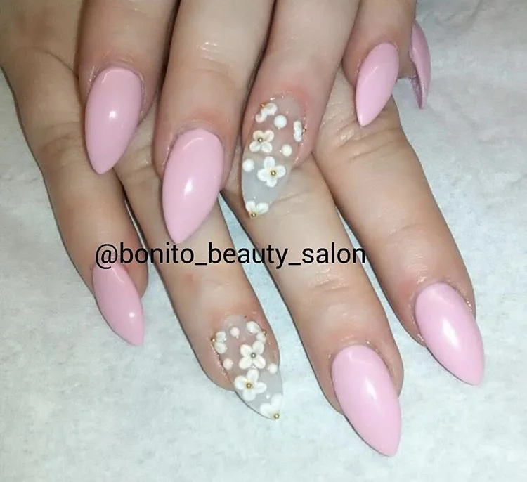 Baby Pink and Silver Custom Acrylic Nails.