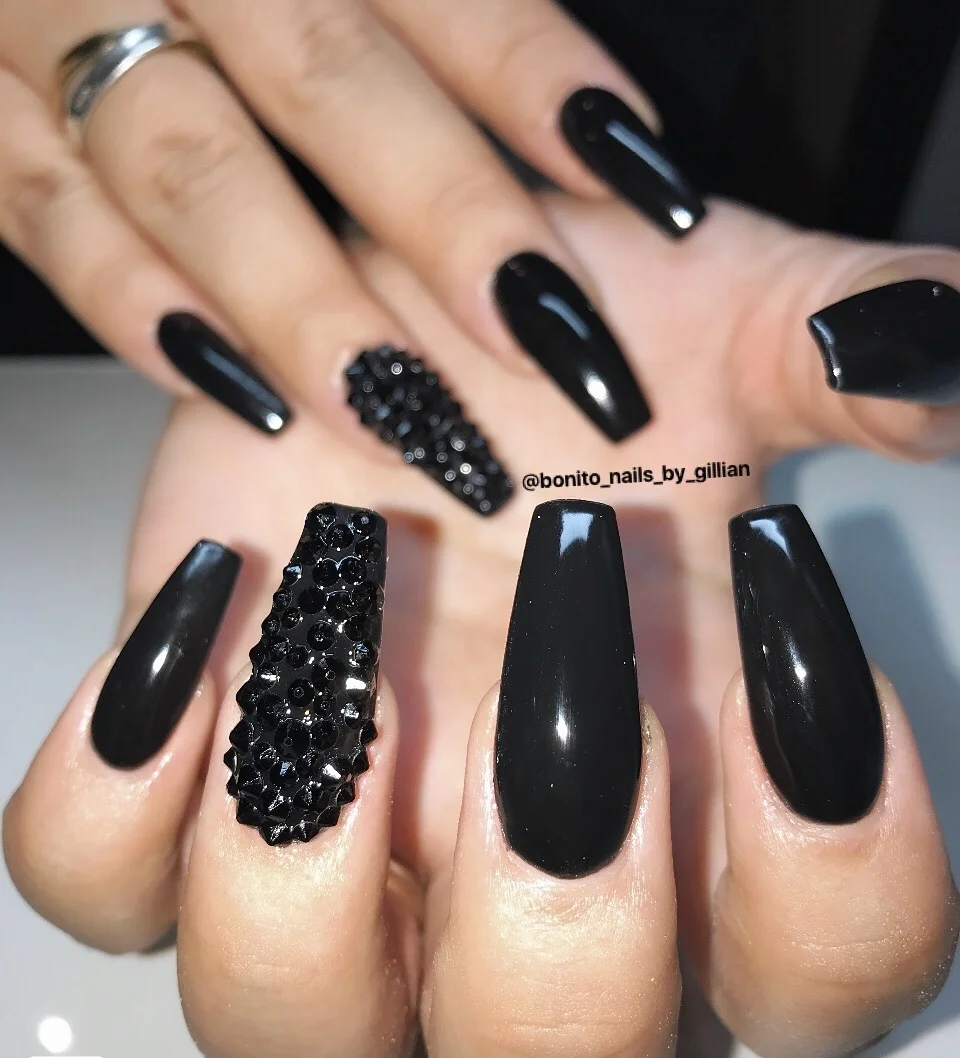 Black Special Events Acrylic Nails.