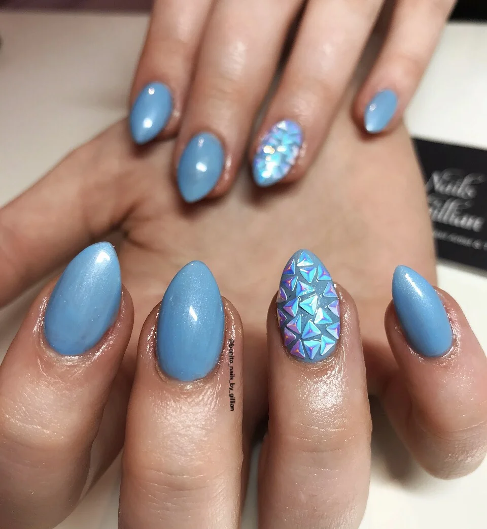 Blue Spring to Summer Acrylic Nails.