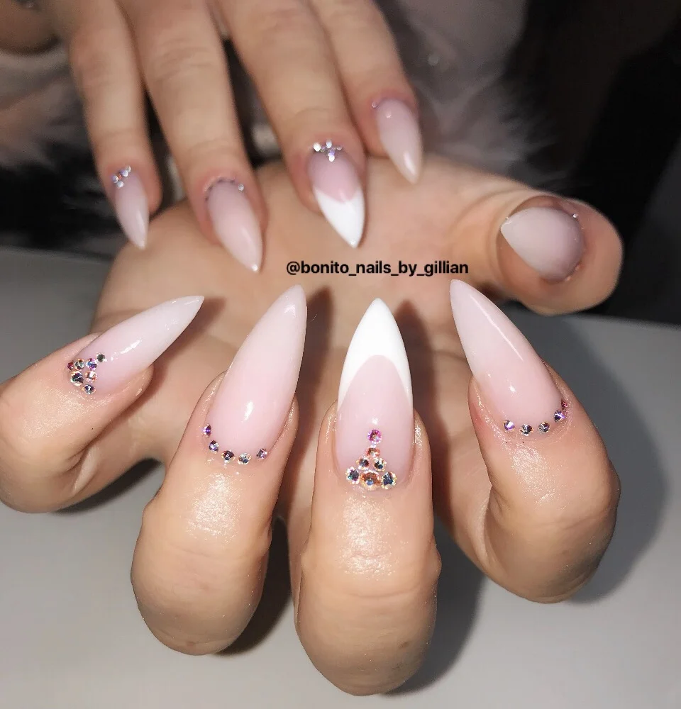 Pink Swarovski Acrylic Nails.