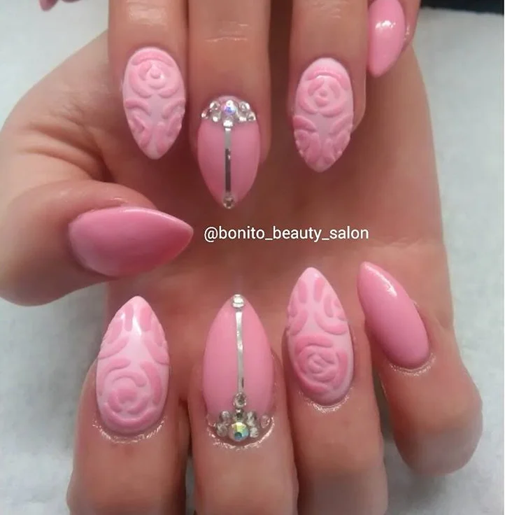 Pink Spring to Summer Acrylic Nails.