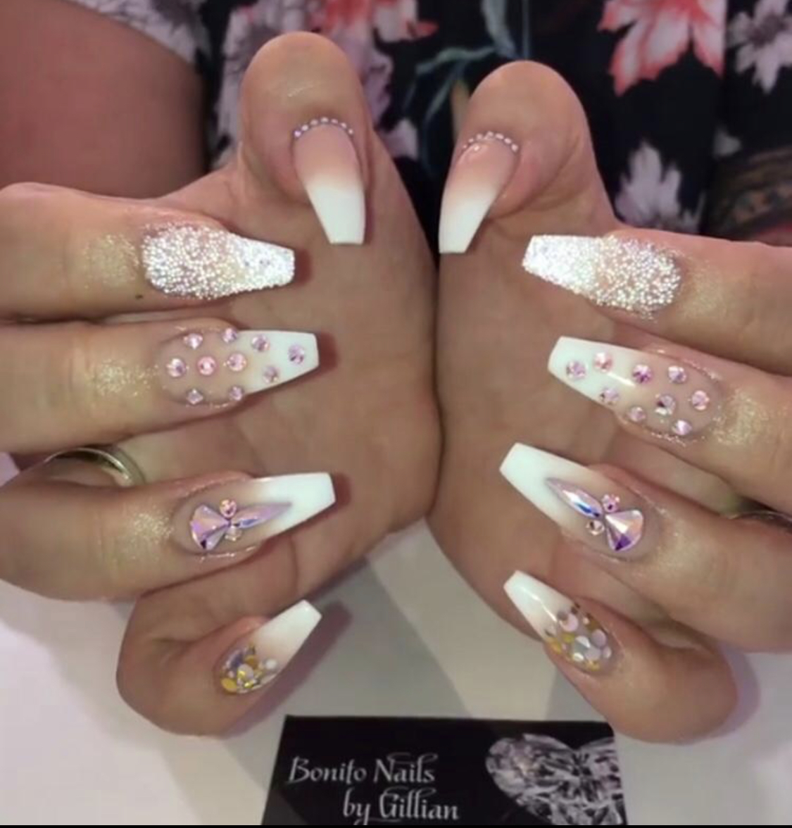 Bright Swarovski Acrylic Nails.