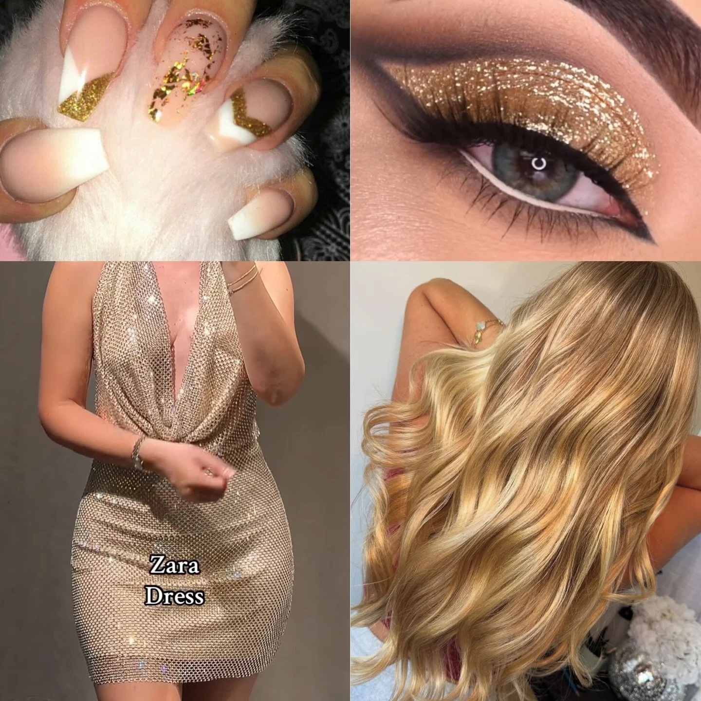 ✨ Fashionista Friday ✨ this week I chose Gold 🤩 for the run up to Xmas. Loved choosing all the different aesthetics for this week. The hair, the dress, the makeup and nails - I would happily sport all of these 🥰
Would you? 

Outfit modelled by; @em