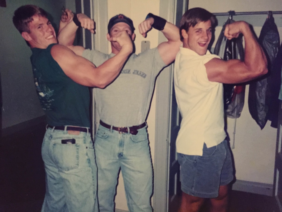 At Cheerleading camp my junior year. The Iron Triangle was always flexing!
