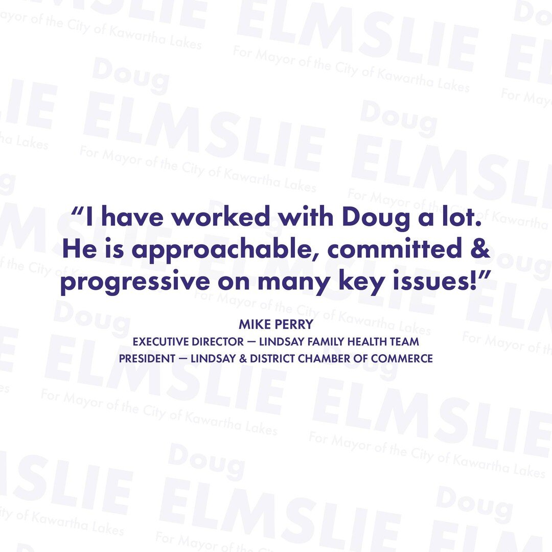 To learn more about my campaign for Mayor of the City of Kawartha Lakes, visit dougelmslie.com📍

#DougElmslieForMayor