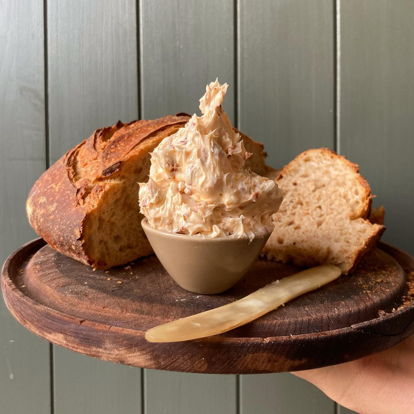 I made whipped butter! With smoked Maldon salt, dried tomatoes and chilli. It tasted pretty great (although what doesn&rsquo;t on freshly baked bread) and was a breeze to make - I just threw soft butter and the other ingredients into a food processor