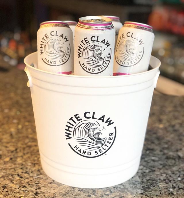 NEW claw buckets! $20 for 16 oz Black Cherry white claws. AND $5 off during happy hour 💯