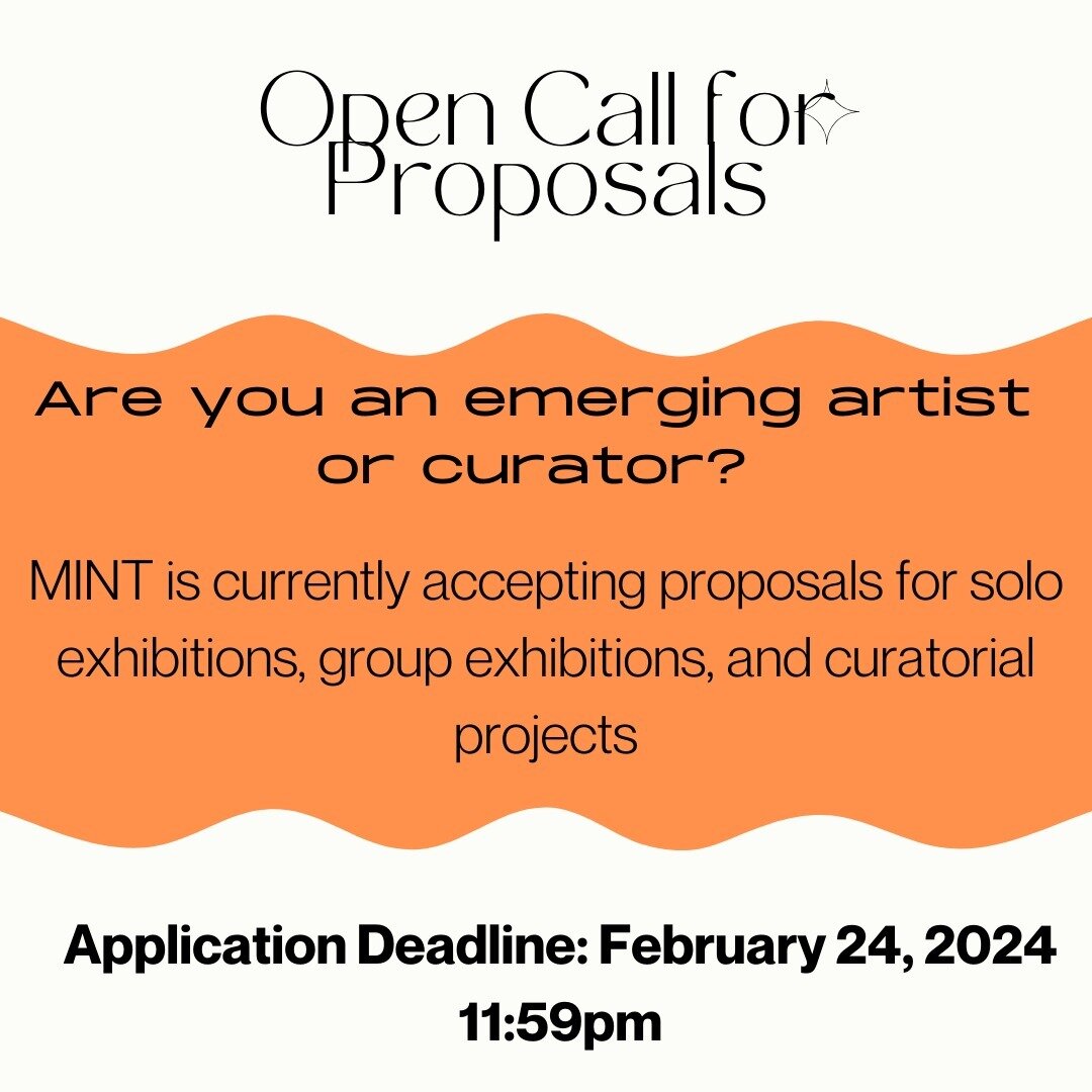 🎨 Calling all artists and curators! 

🚀 Unleash your creativity and apply for MINT's Open Call for dynamic solo, group, or curated projects in our vibrant galleries. Whether you're an emerging artist or curator, this is your chance to shine! 🌟

Cu