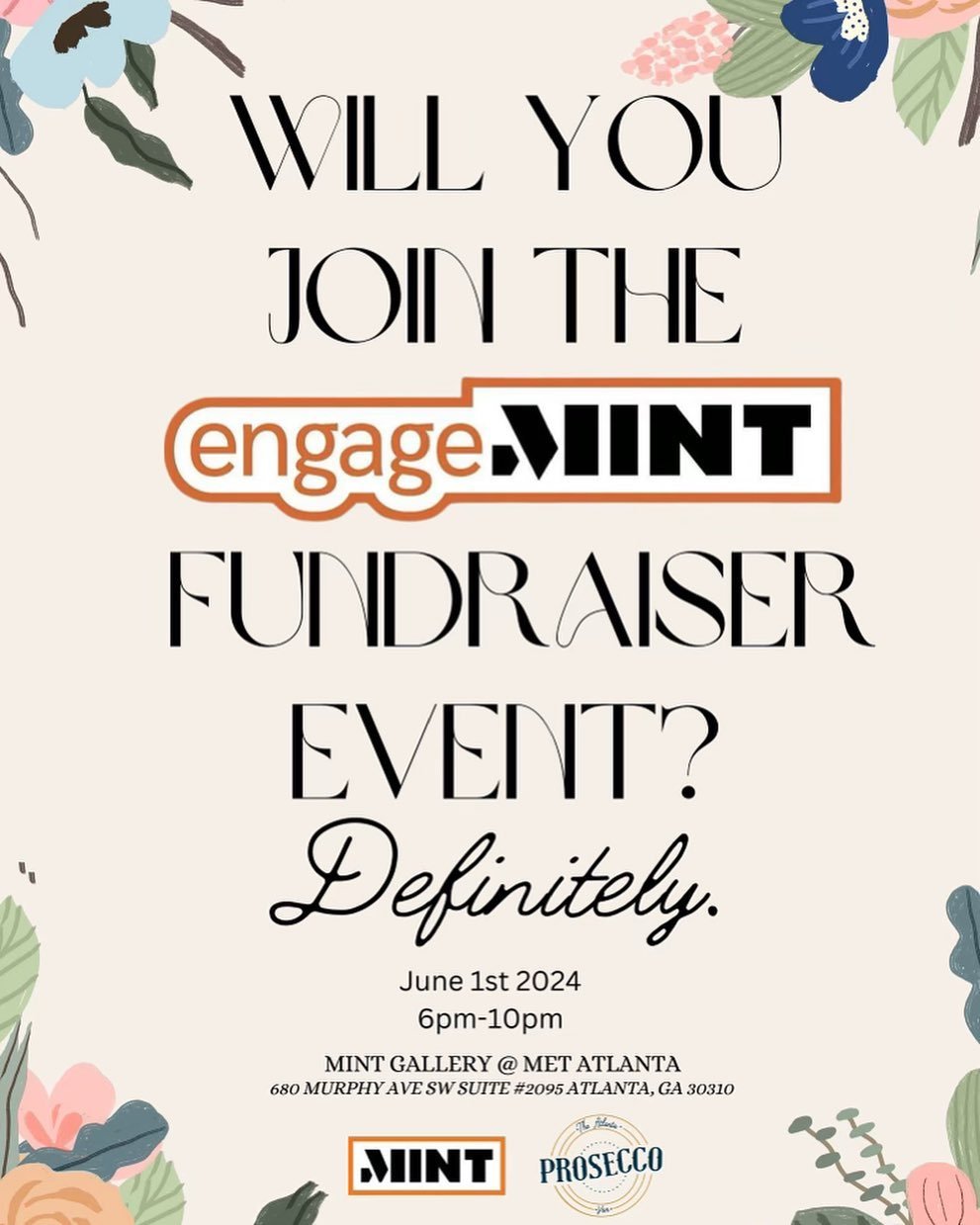 💐💐Get ready to create art memories and fundraise for a great cause at EngageMINT! 

Join us on June 1st from 6-10pm for an unforgettable exhibition party that helps MINT continue to support the art community. 

See you there, ticket link in linktre