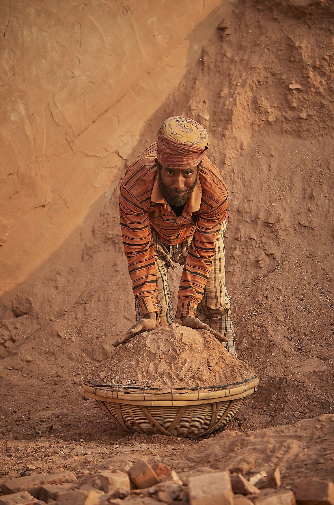 sand is recycled from the floor of the kiln