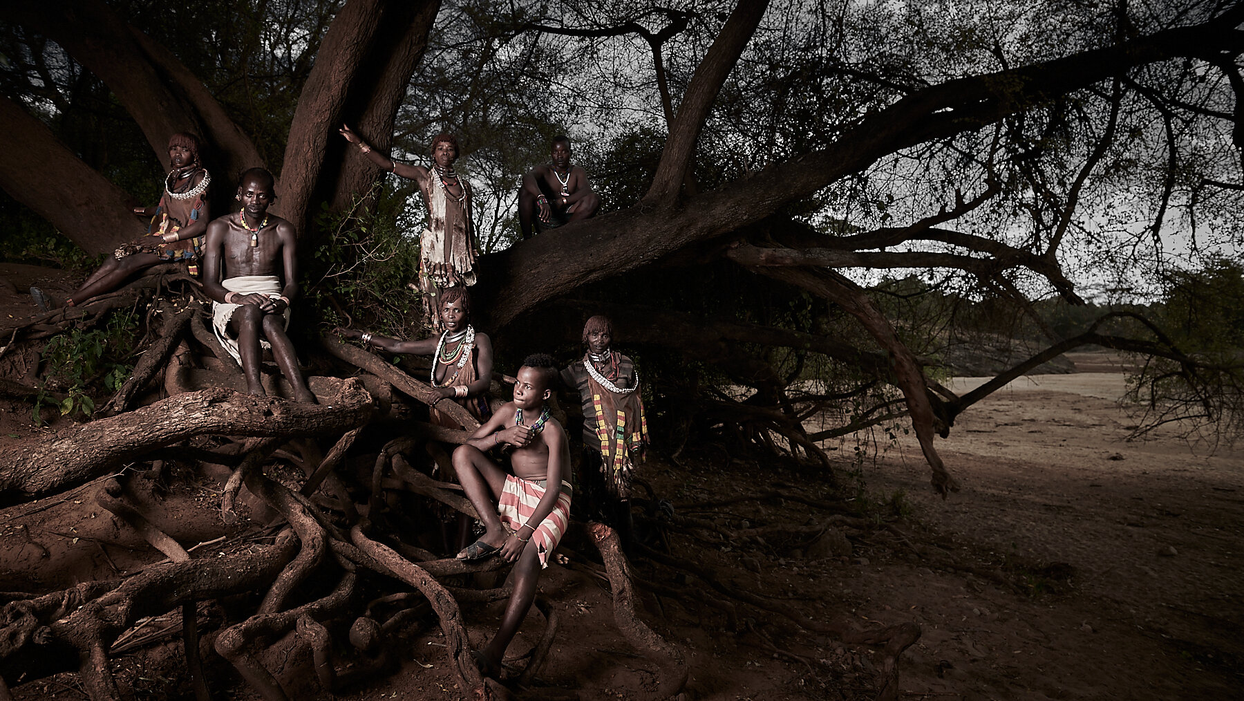 Hamer family attending village gathering, Omo Valley, Ethiopia