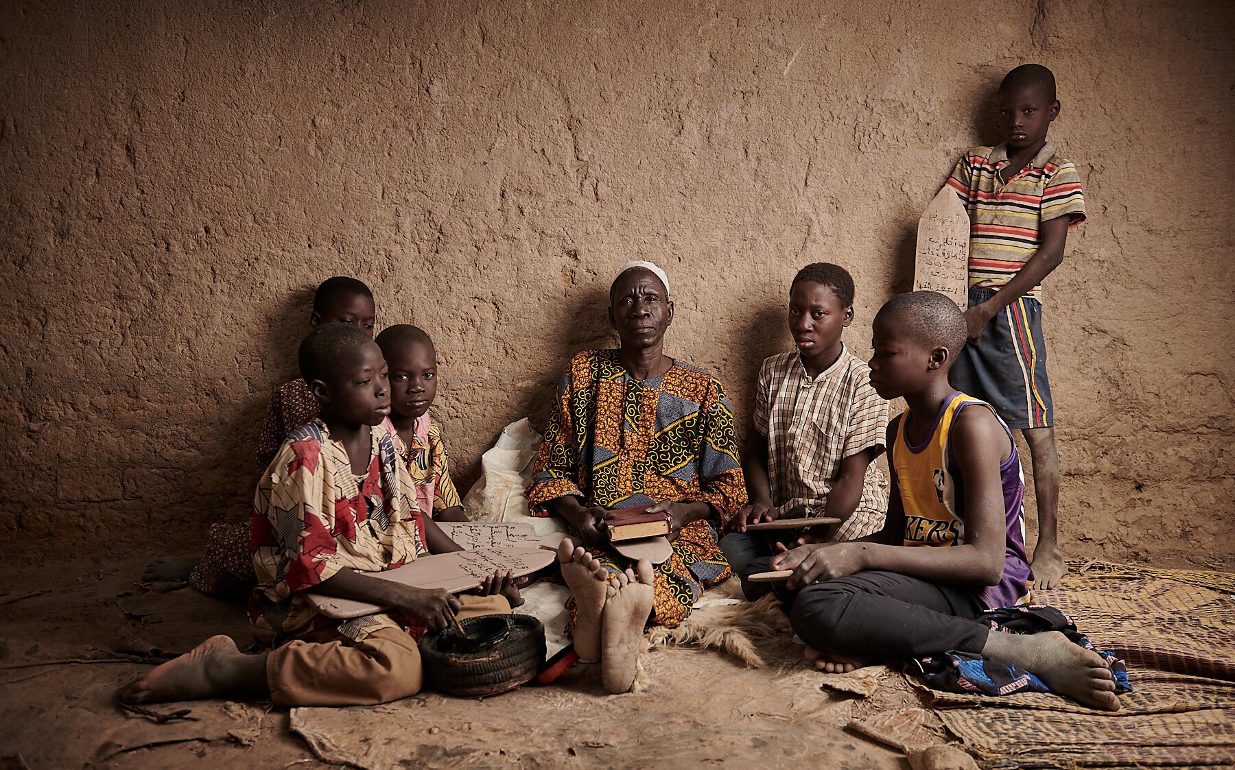 Senior teacher and students at Djenne Quranic school