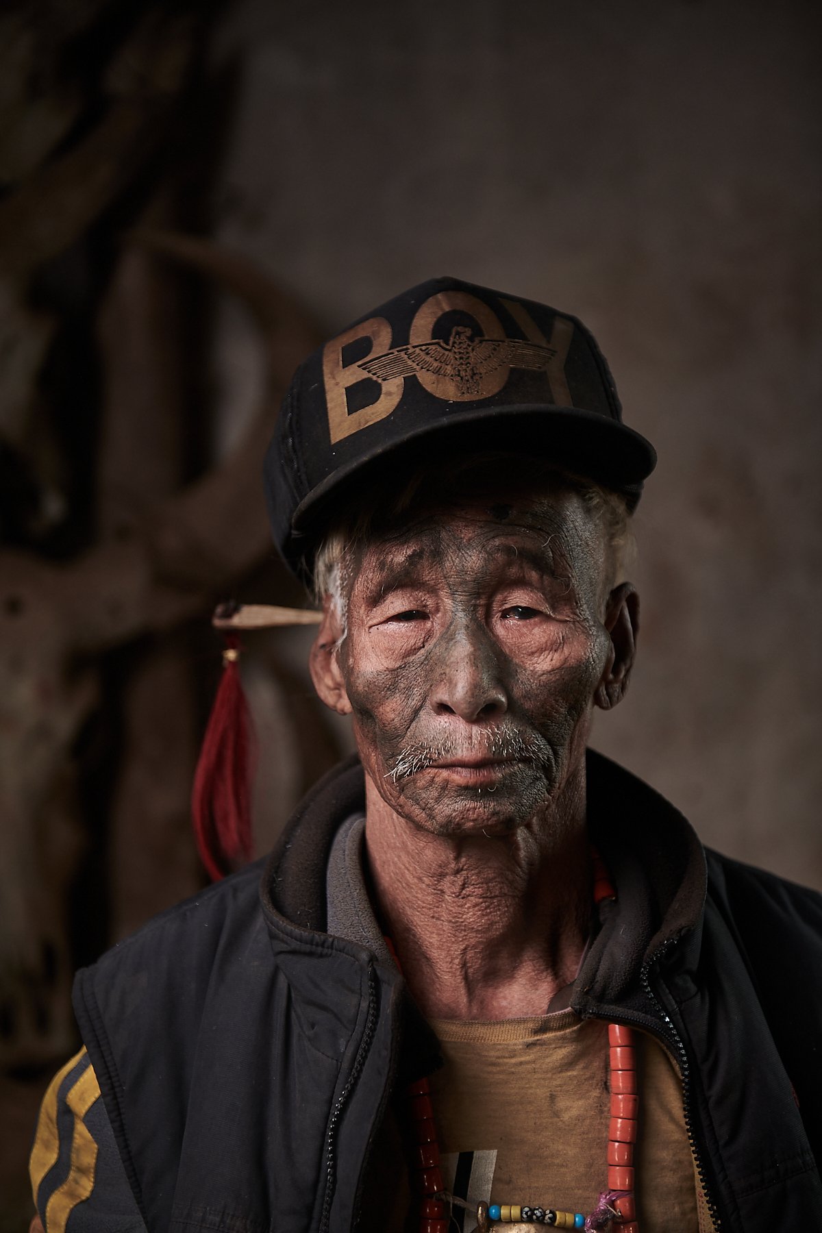 A Konyak head-hunter with a modern fashion sense, Nagaland