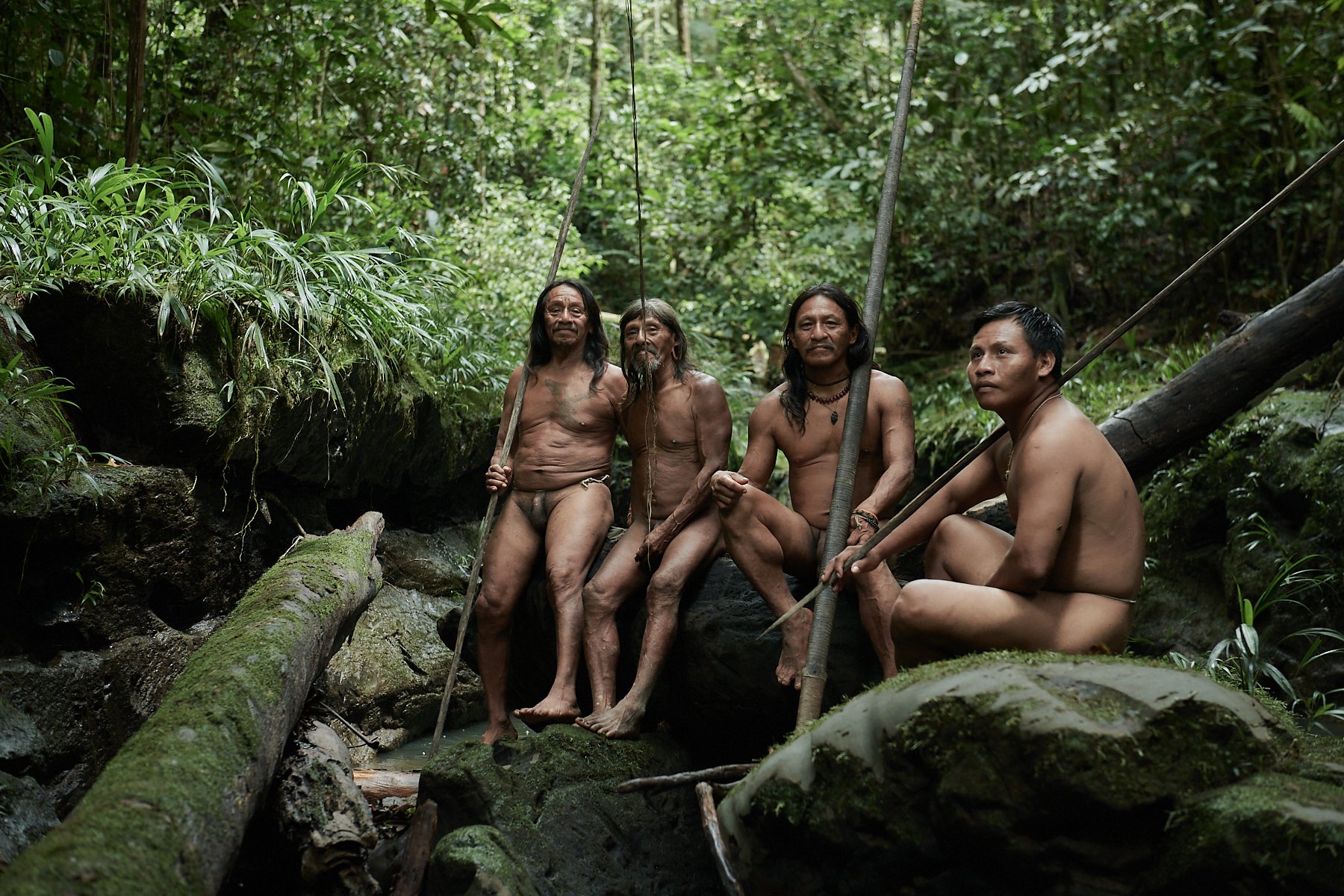 Huaorani hunters (from left to right: Ginto, Minigua, Peinty and Romario)