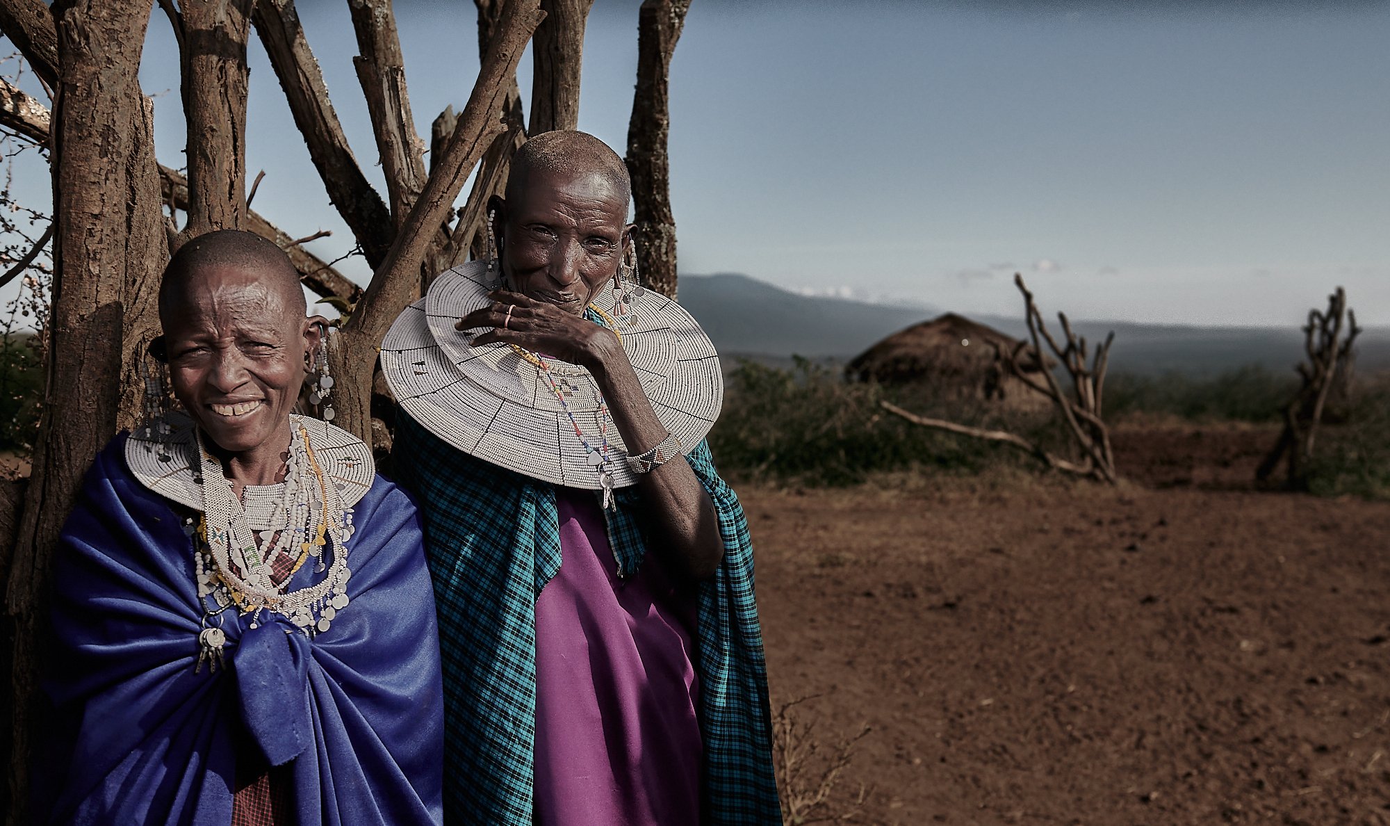 Maasai women at the entrance to the village