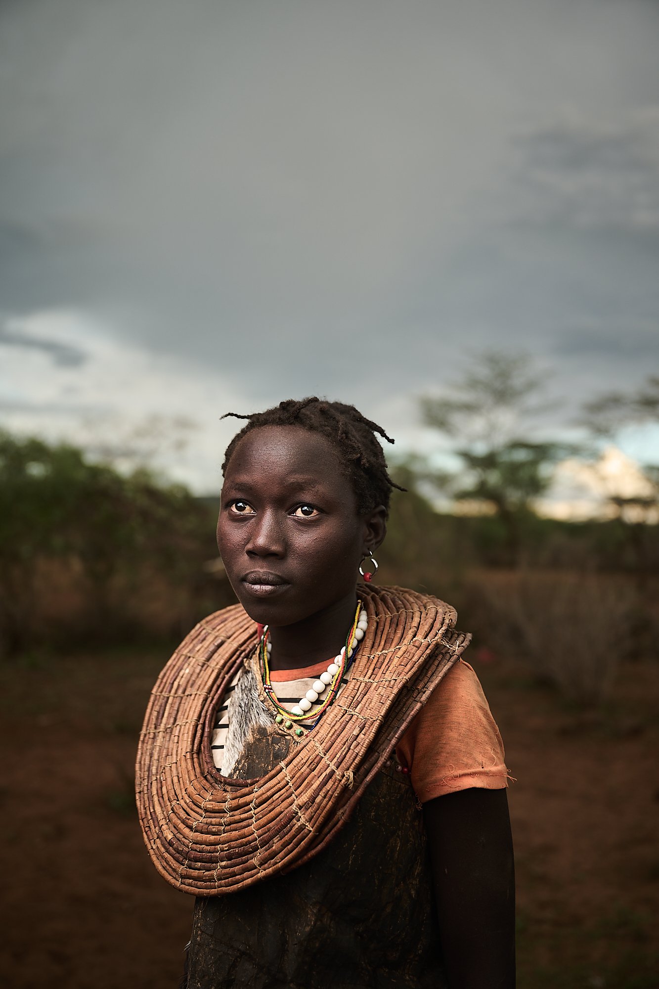 Young Pokot girl with traditional necklace, Kenya