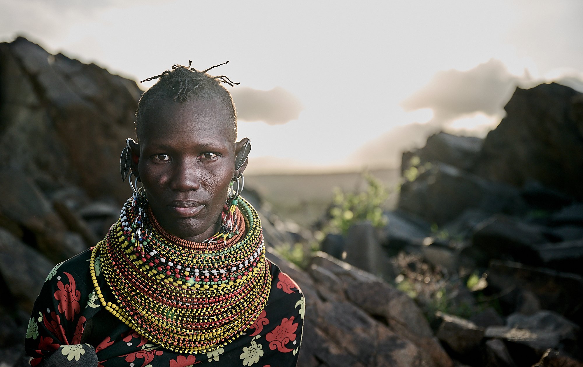 Young Turkana woman with traditional necklaces, Lake Turkana