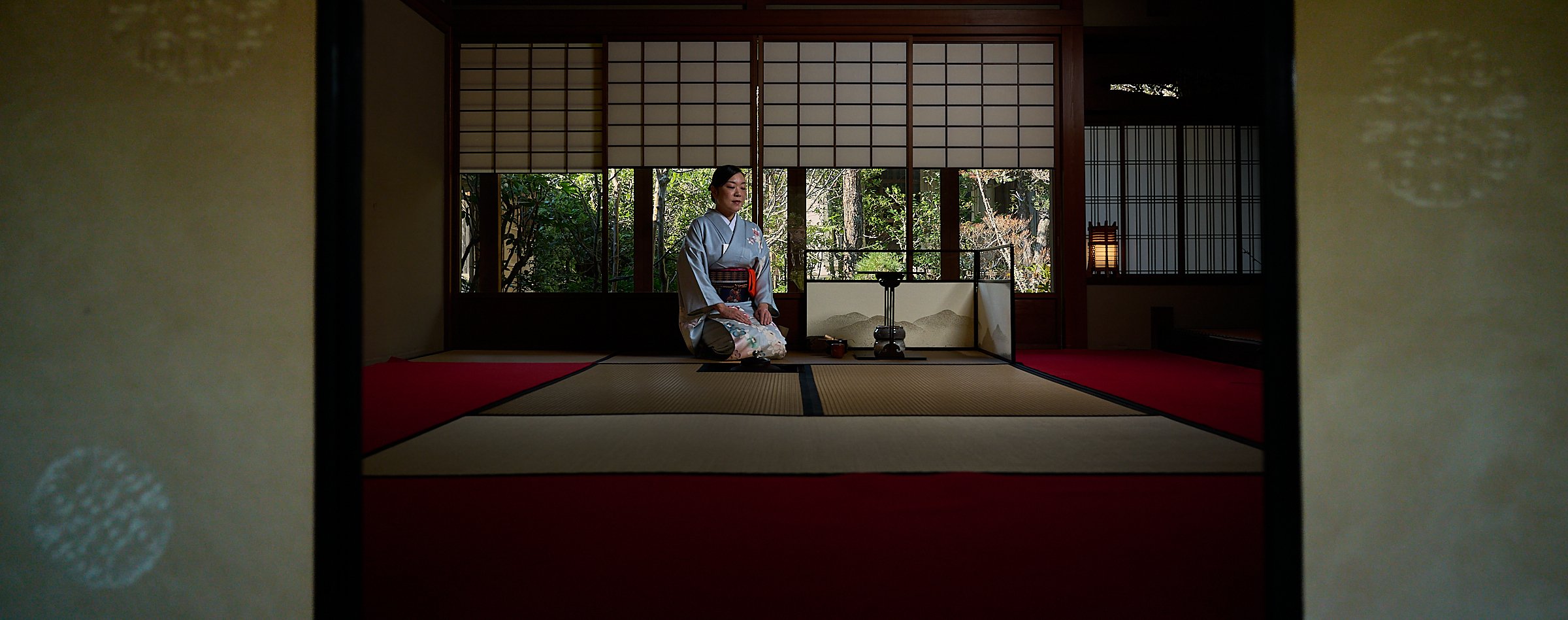 Norie-san, an expert in the Japanese tea-ceremony, preparing