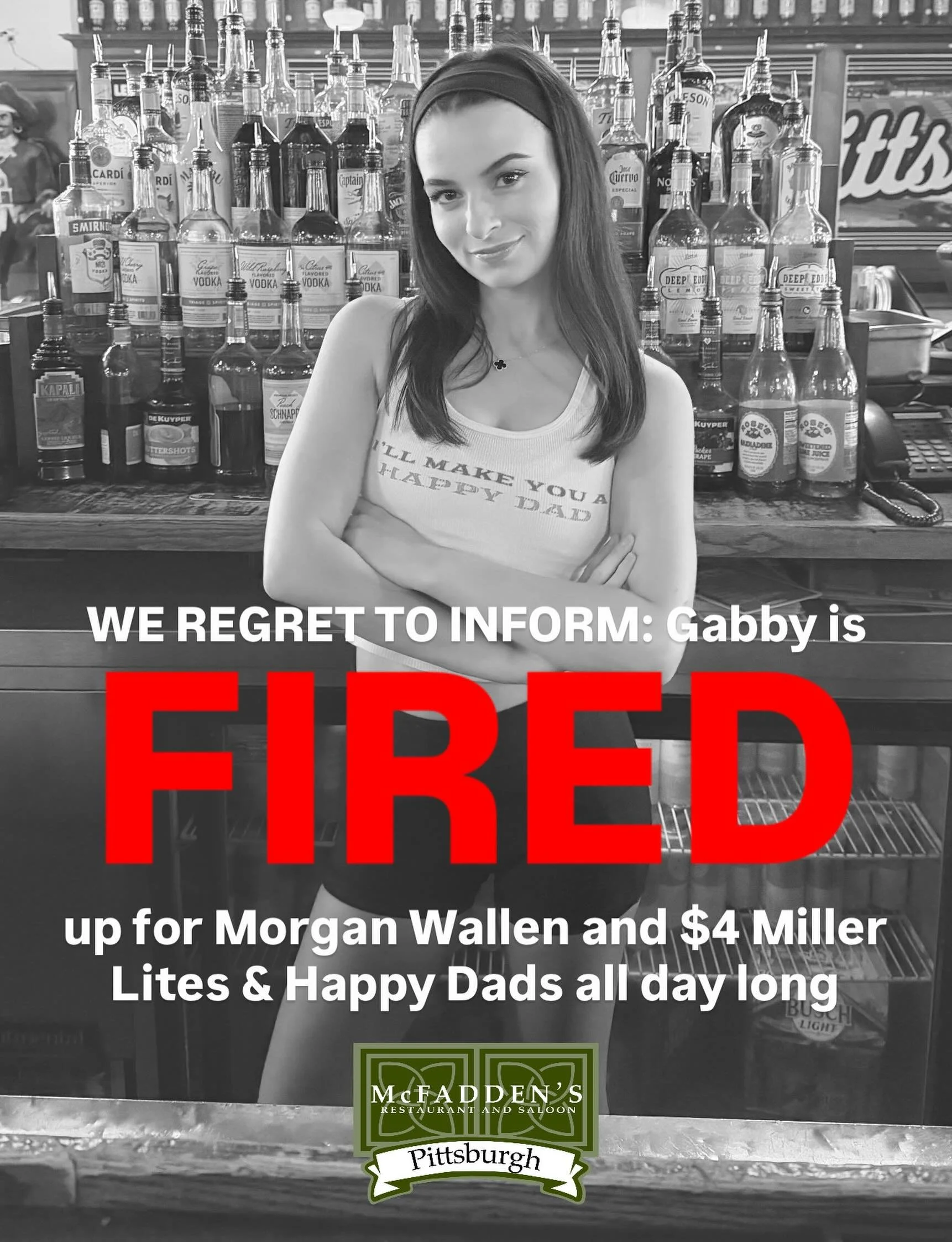 We&rsquo;re FIRED UP for night two of Morgan Wallen! 
-
Join us all day long for $4 @millerlite &amp; @happydad !
See yinz soon! 🤠
#mcfaddens #mcfaddyinz #mcfaddenspitt #pittsburgh #412