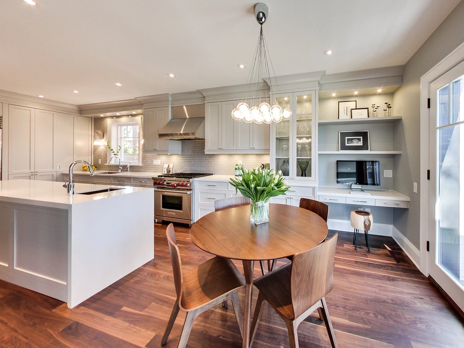 Kitchen with Four Seater Table and Workspace