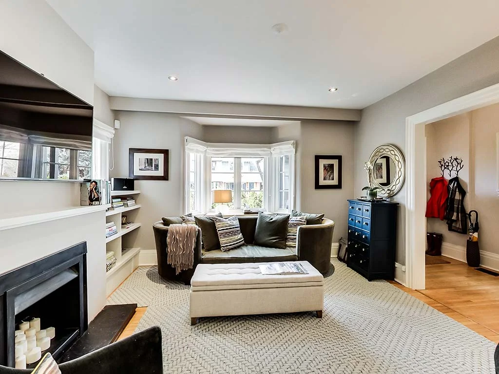 Alternate view of living room couch with storage unit