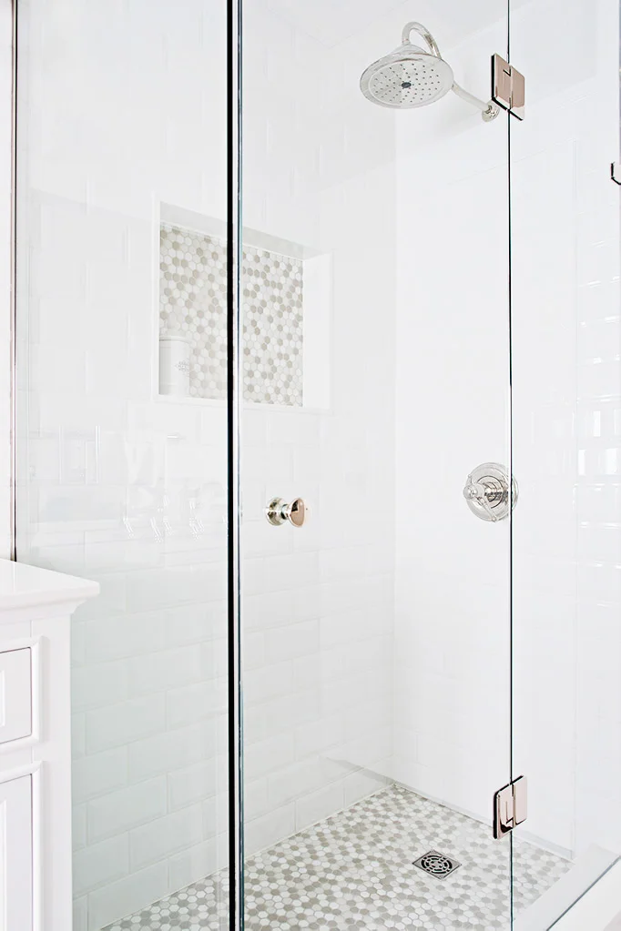 Clear glass stand-up shower