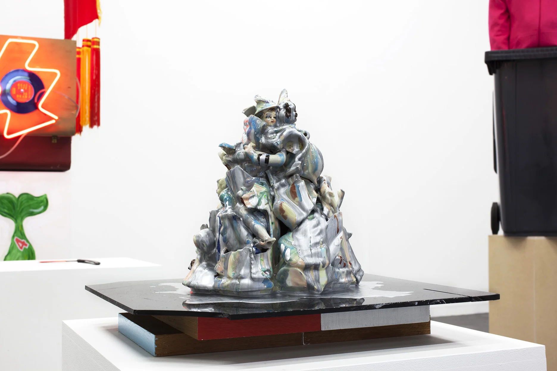 Andrew Miller Grace Ceramic figures, paint, perspex, wood 30 x 35 x 36cm