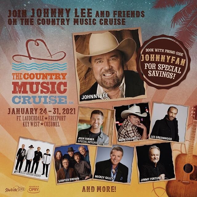 I'm so excited to announce that I'll be sailing on The Country Music Cruise in January 2021! Come bring Country Music to the high seas for seven days with me, and so many legendary country artists including Josh Turner (special appearance 1/27), Mark