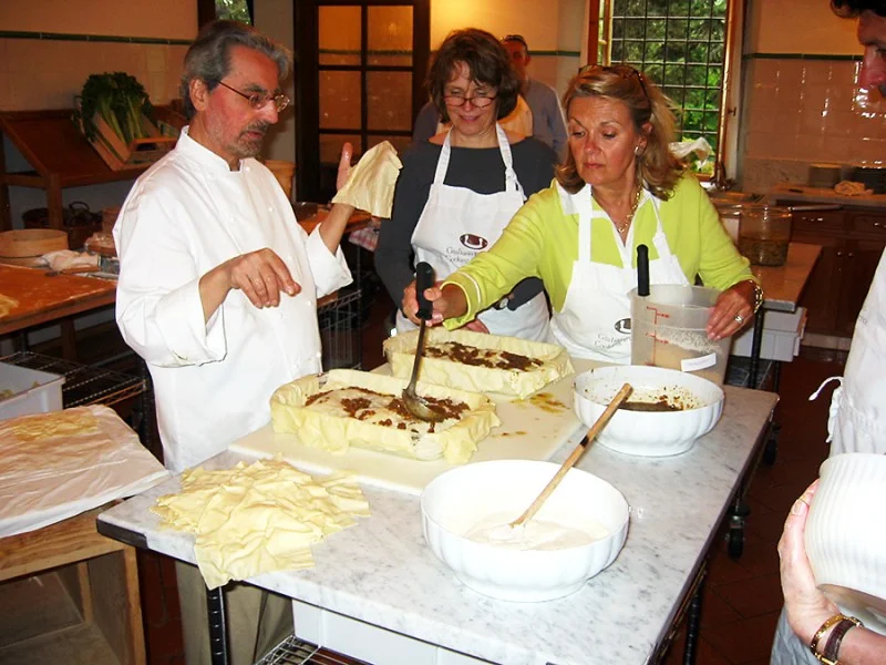 Preparing duck lasagne