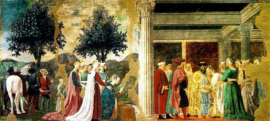Adoration of the Holy Wood and the meeting of Solomon and the Queen of Sheba by Piero della Francseca