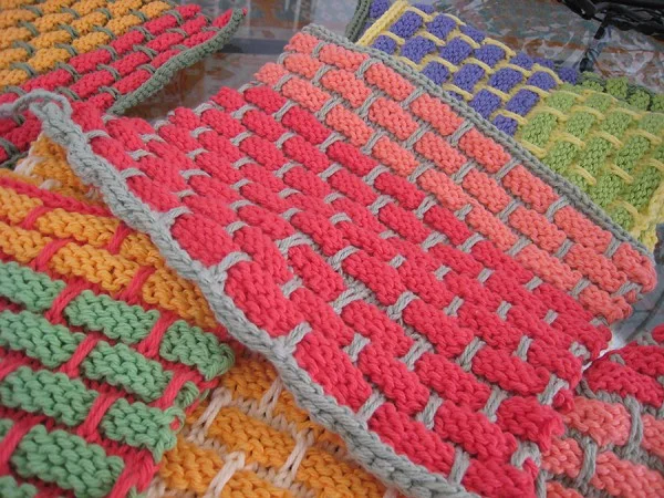 Hand knit dish rags
