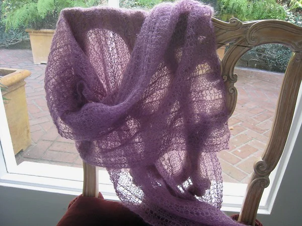 Hand knit lace shawl