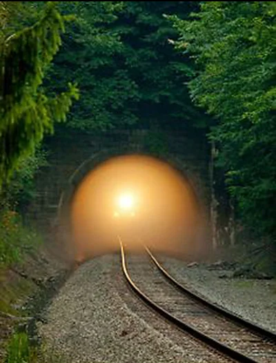 Train, light at the end of the tunnel
