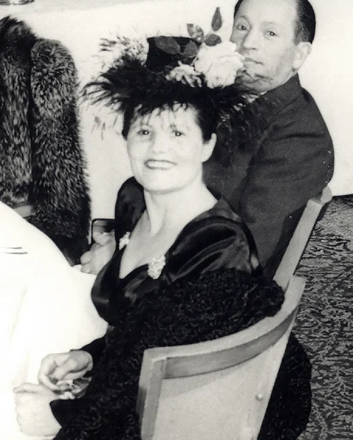 My mother in her fabulous hat. And look at those amazing twin brooches on her dress. I’m sure her red nails matched her lipstick.