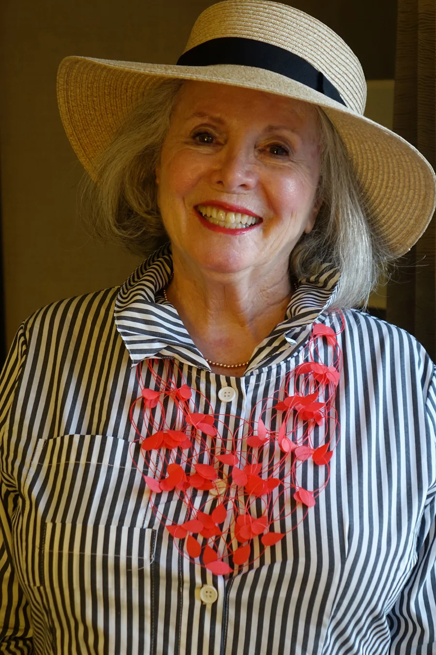 This red necklace is from the gift shop at the San Francisco Modern Museum of Art . Enjoy the Museum and then get lost in the gift shop.