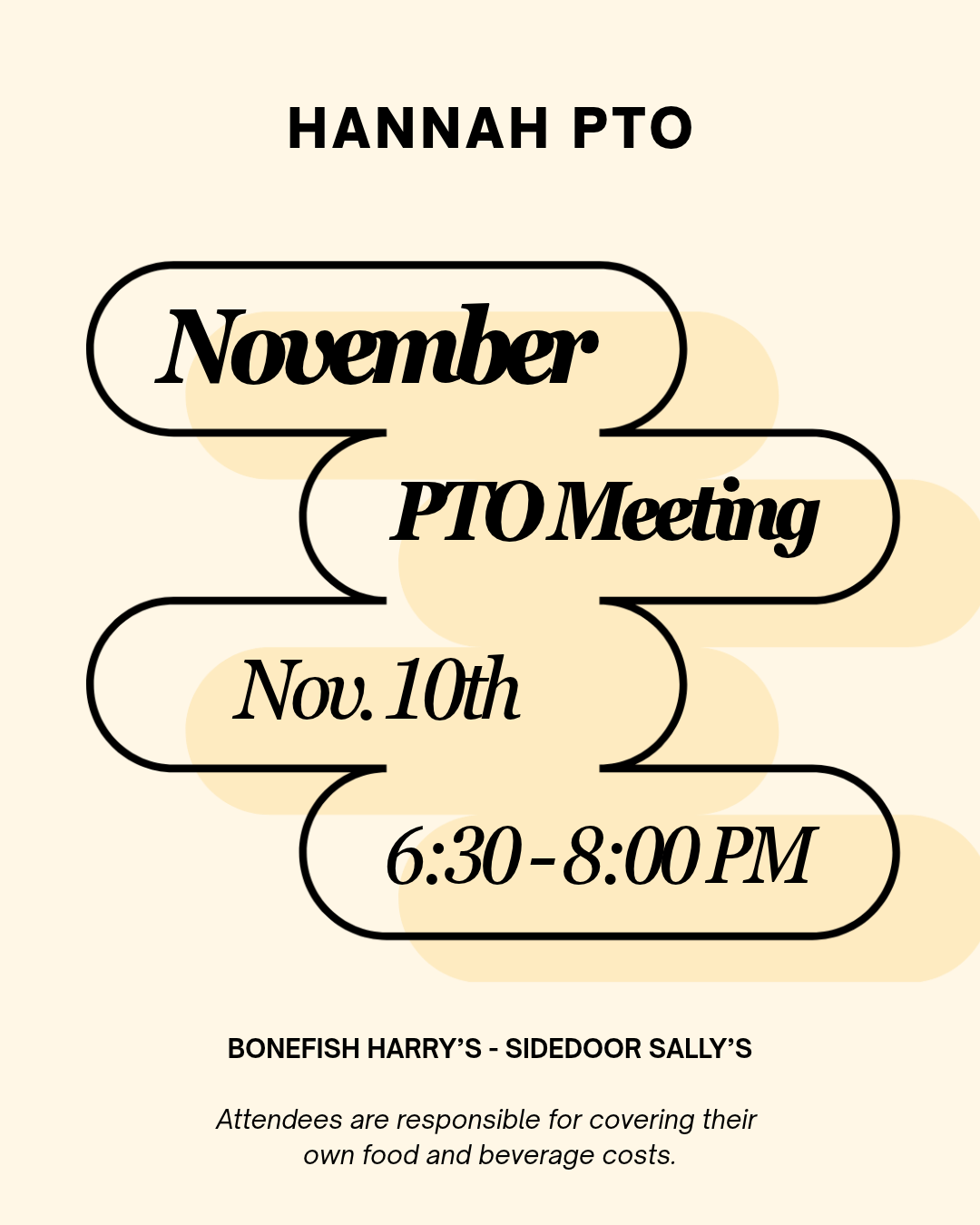 PTO Meeting - Off Site @ Bonefish Harry's
