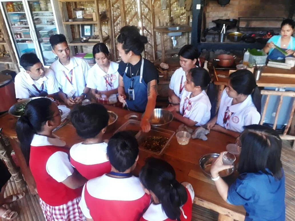 Cooking class at Alpas with Chef Ken and students from the cookery program at CLCMS
